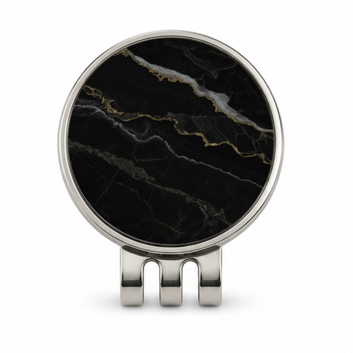 Black Marble Golf Hat Clip with Ball Marker