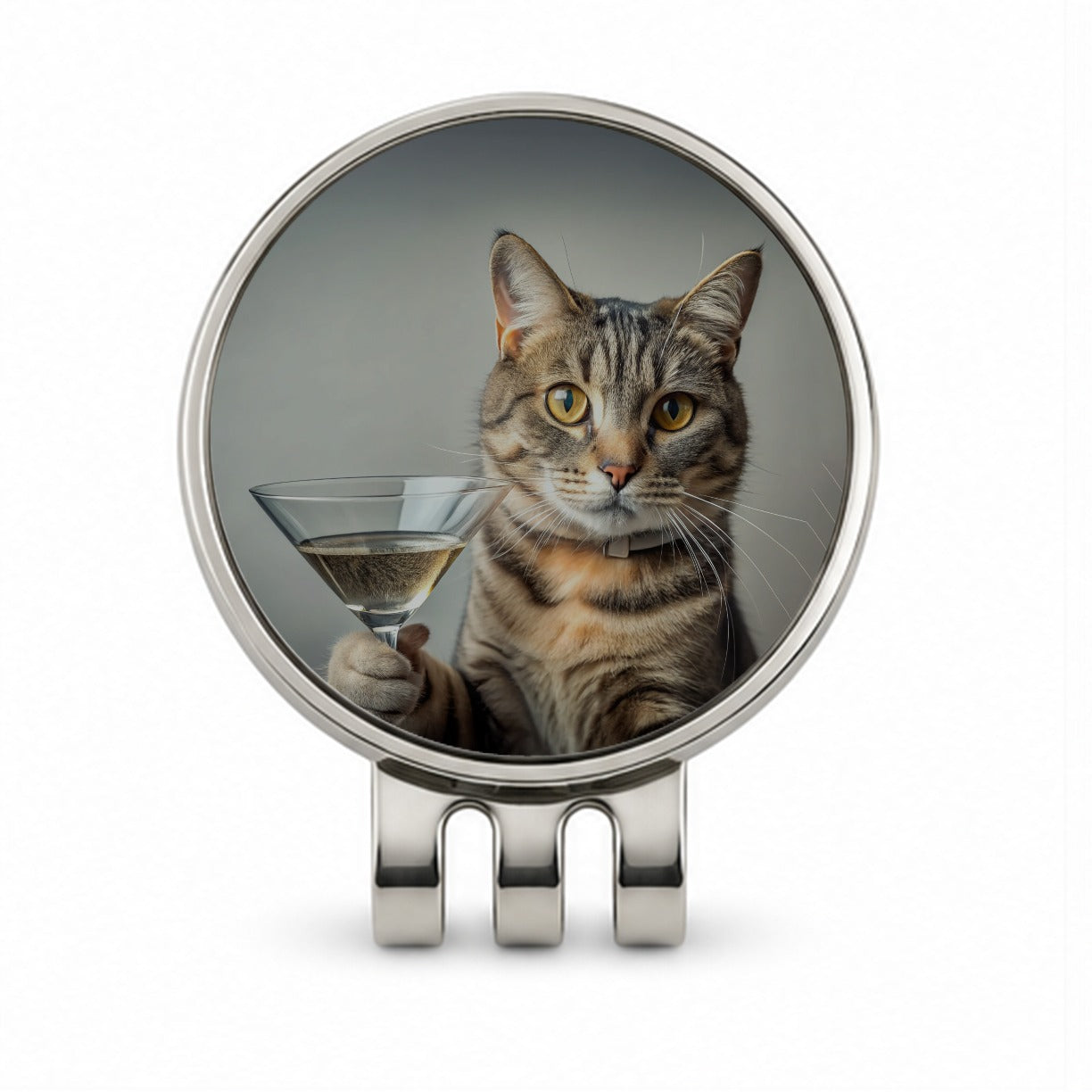 Cat Martini Glass Funny Golf Hat Clip with Ball Marker