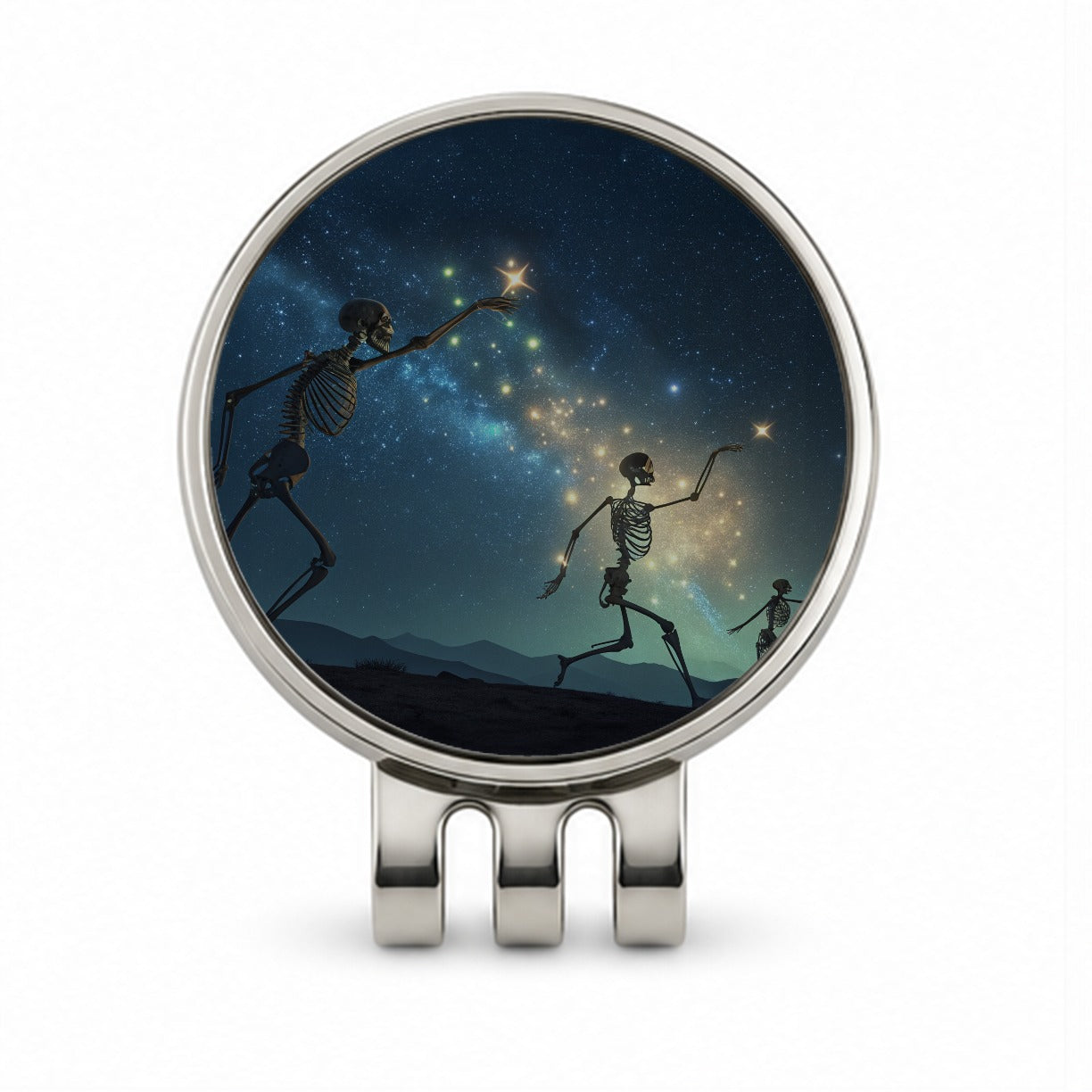 Celestial Dancing Skeletons Halloween Golf Hat Clip with Ball Marker