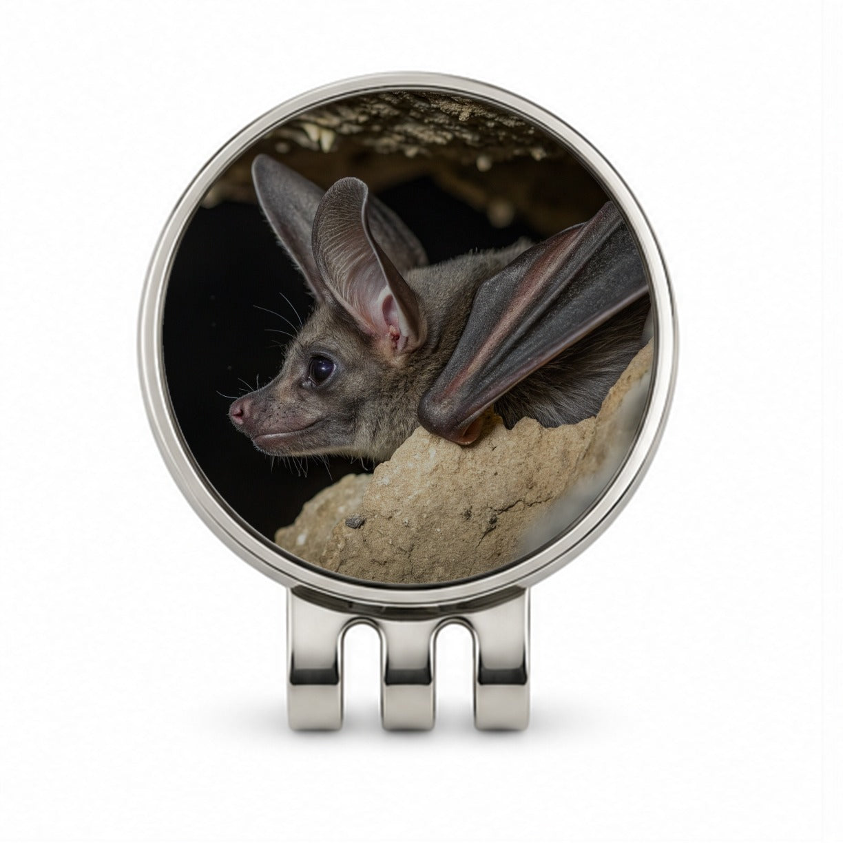 Curious Bat Cave Wildlife Golf Hat Clip with Ball Marker
