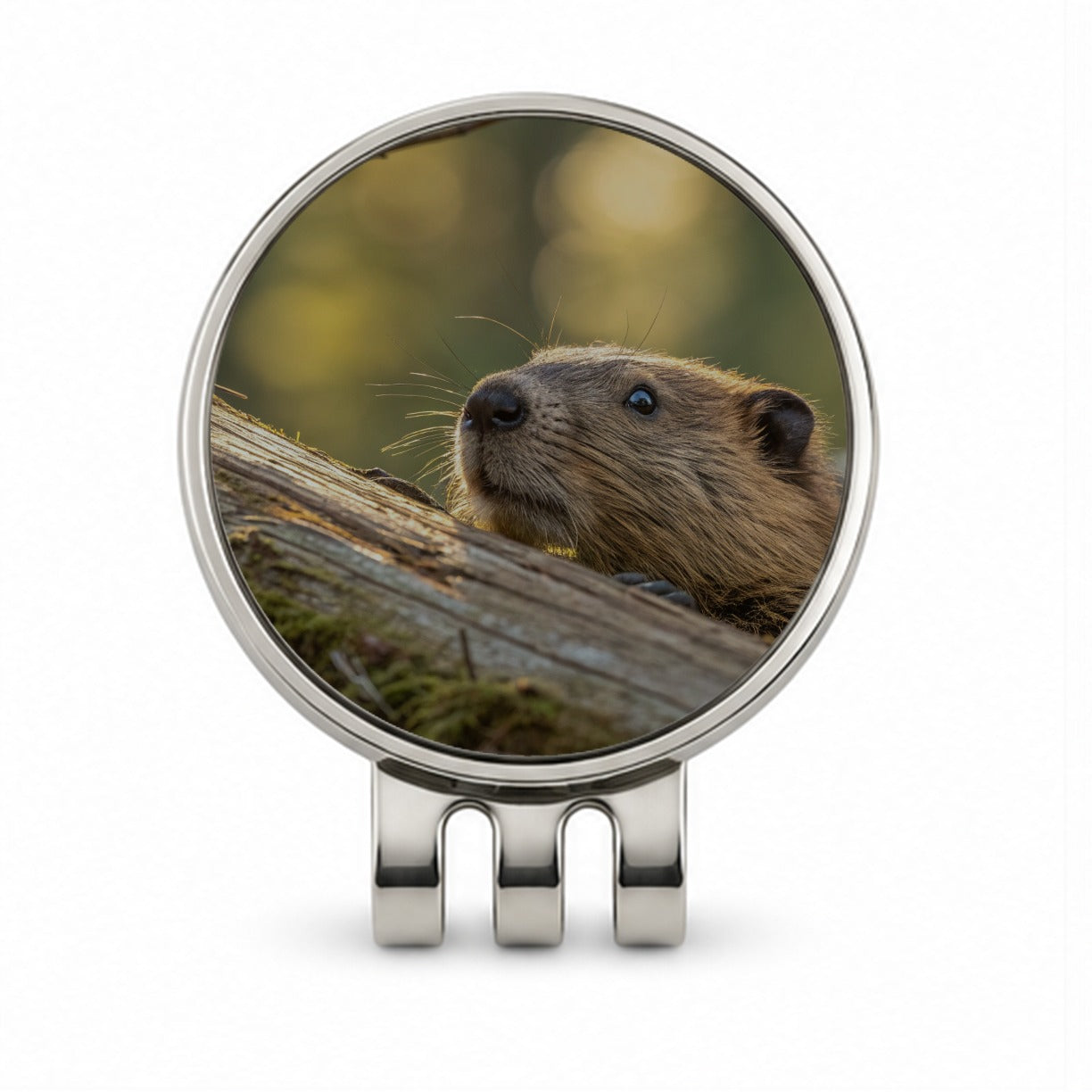 Curious Beaver Wildlife Nature Golf Hat Clip with Ball Marker