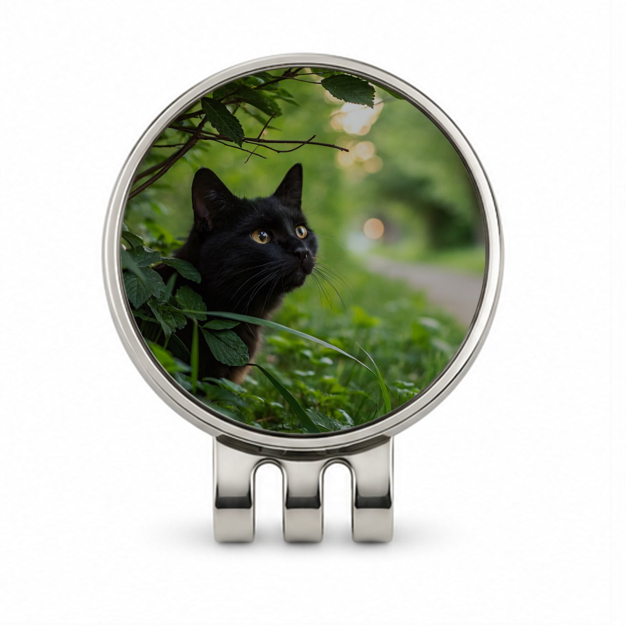 Curious Black Cat Nature Golf Hat Clip with Ball Marker