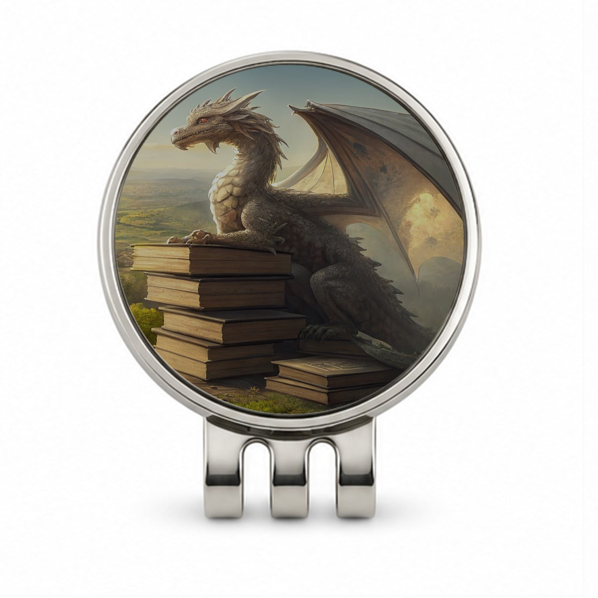 Dragon Books Reading Mountaintop Golf Hat Clip with Ball Marker