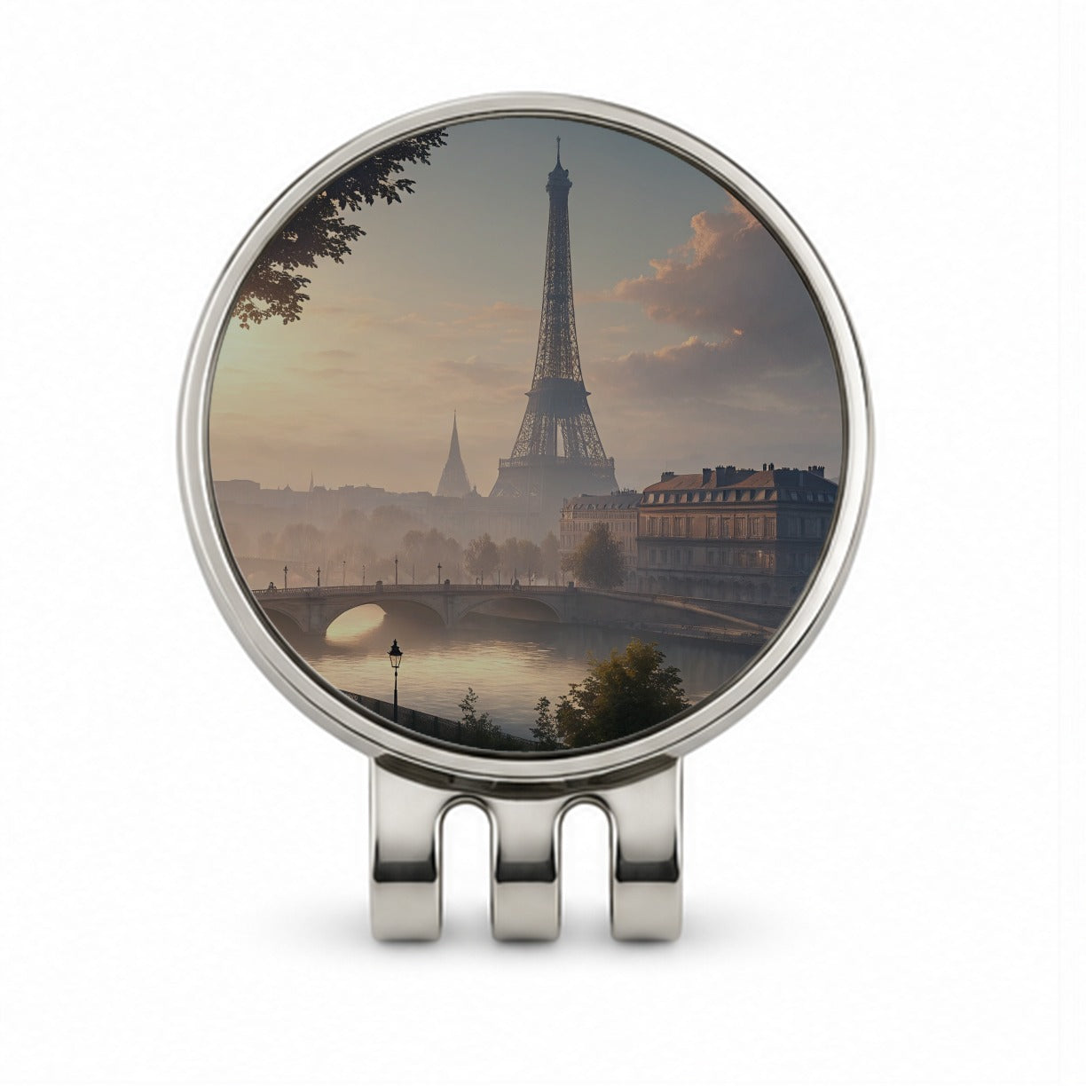 Eiffel Tower Paris France Morning Golf Hat Clip with Ball Marker