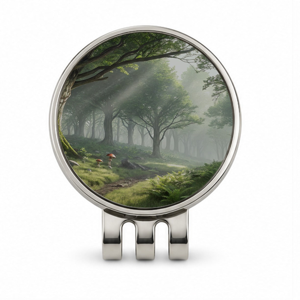 Foggy Woodland Forest Landscape Golf Hat Clip with Ball Marker