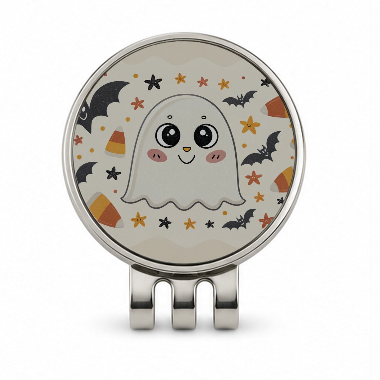 Halloween Ghost Candy Corn Pattern Golf Hat Clip with Ball Marker