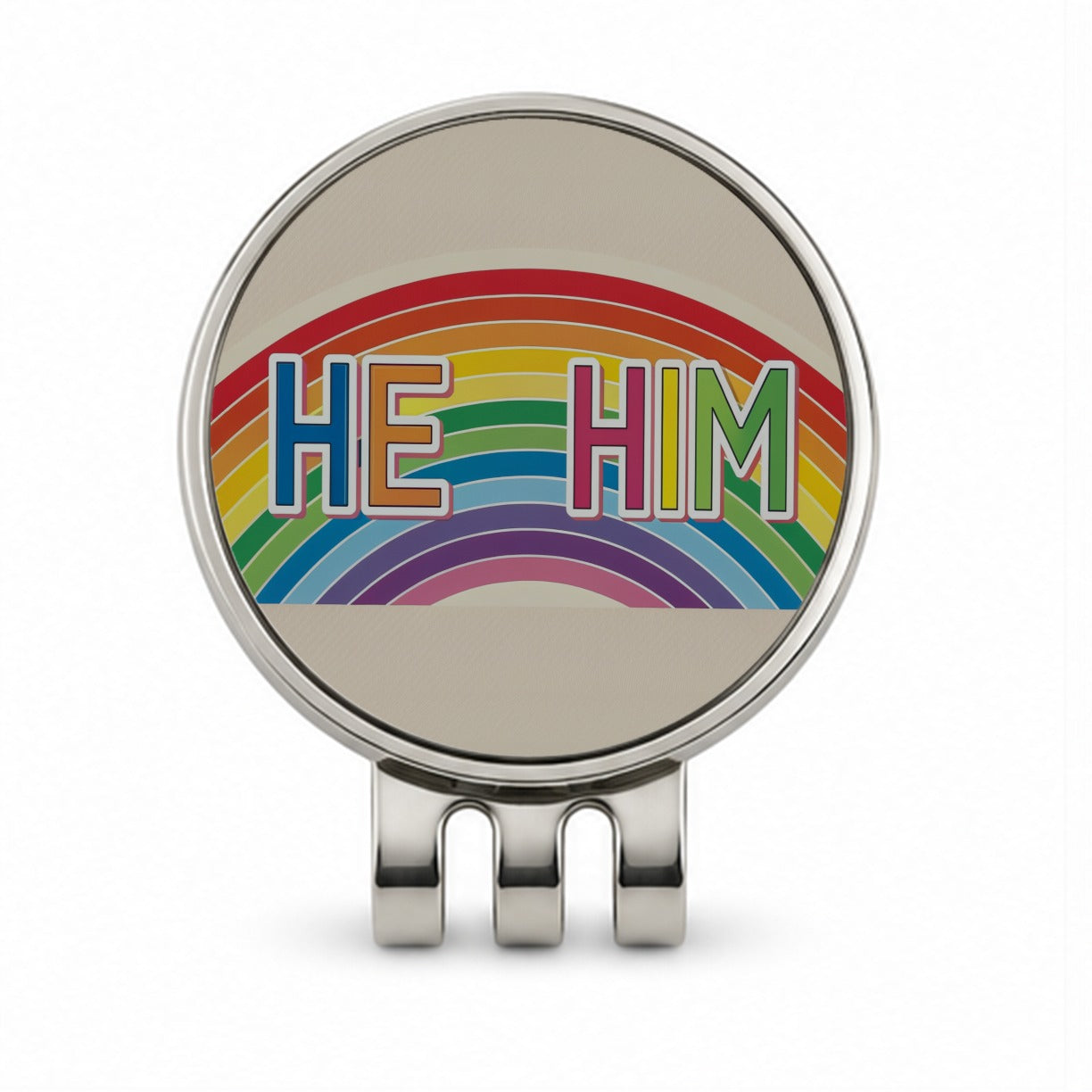 He Him Rainbow Love Pride Golf Hat Clip with Ball Marker