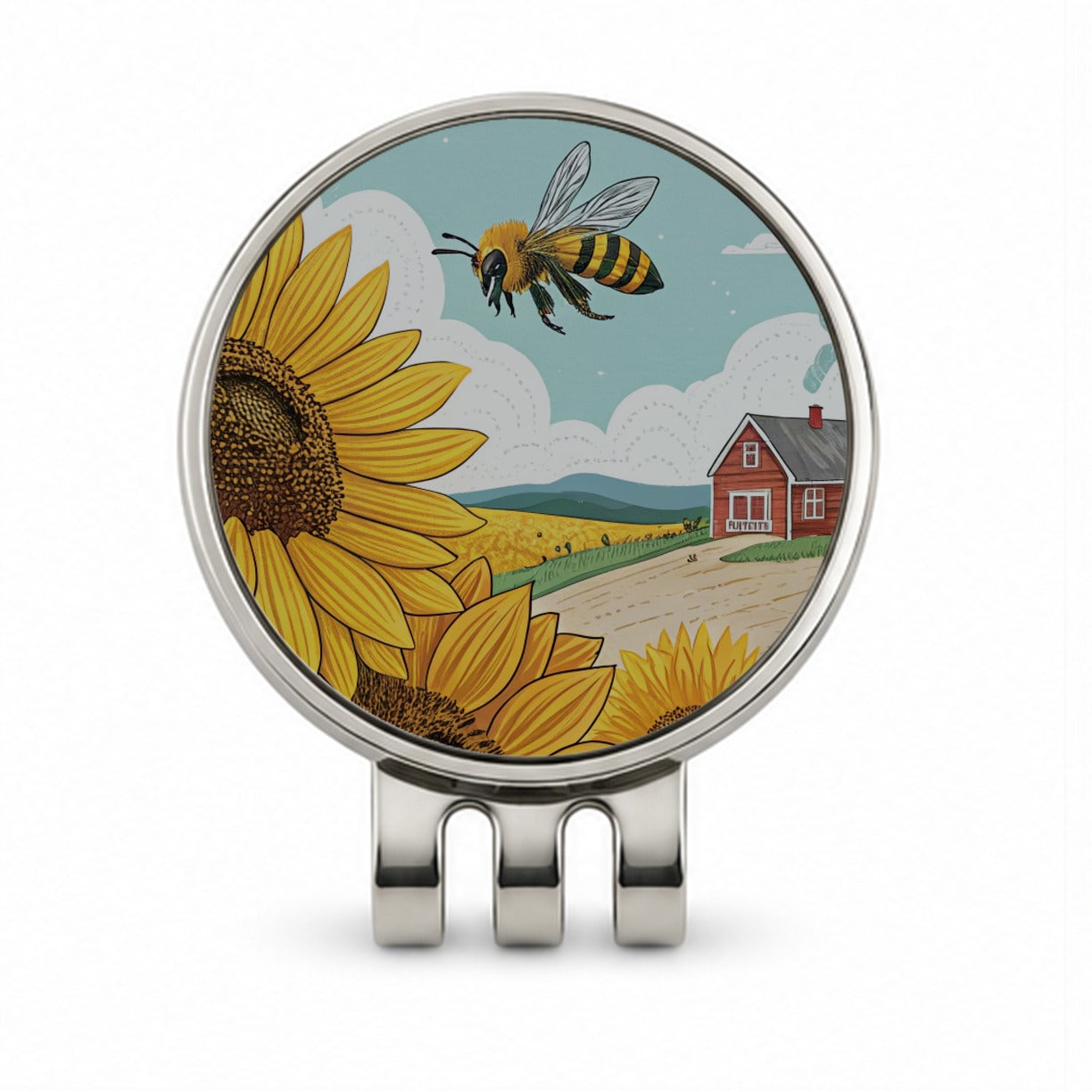 Honeybee Sunflower Farm Golf Hat Clip with Ball Marker
