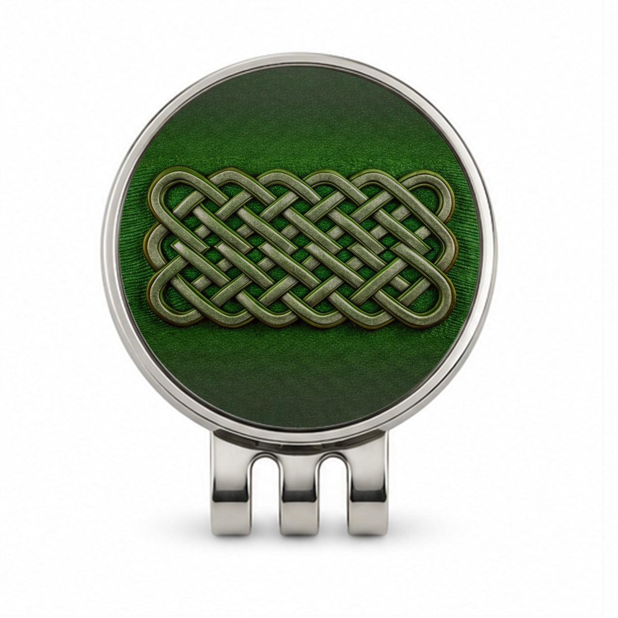 Irish Celtic Knot Green Golf Hat Clip with Ball Marker