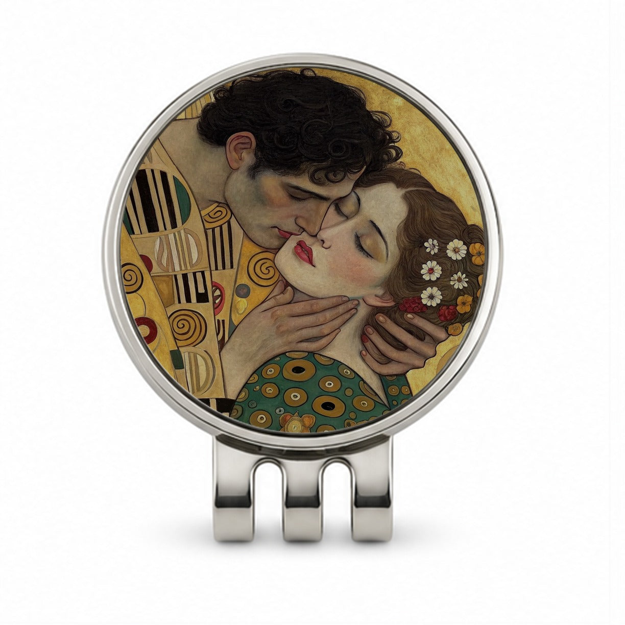 Klimt The Kiss Inspired Golf Hat Clip with Ball Marker
