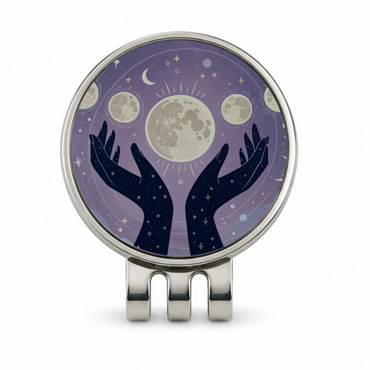 Mystical Moon Phases Golf Hat Clip with Ball Marker