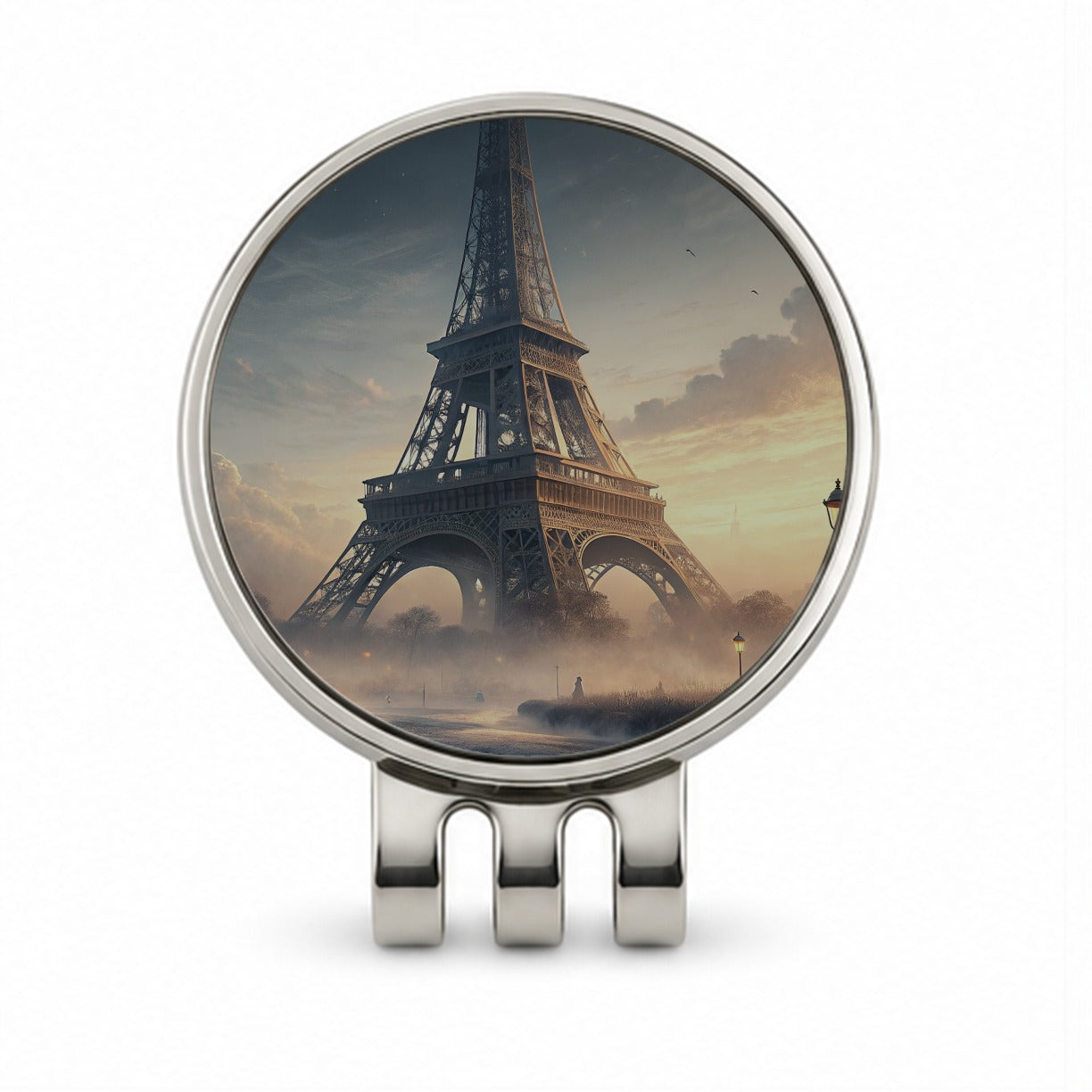 Paris France Eiffel Tower Mist Golf Hat Clip with Ball Marker