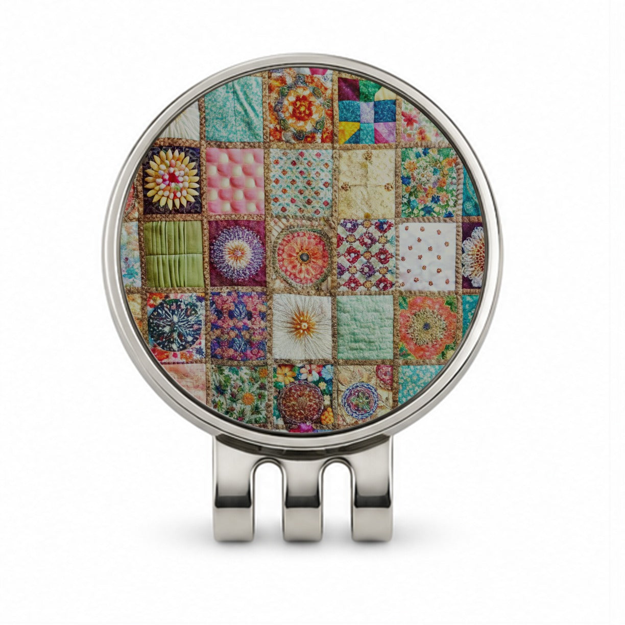 Patchwork Quilt Bohemian Golf Hat Clip with Ball Marker