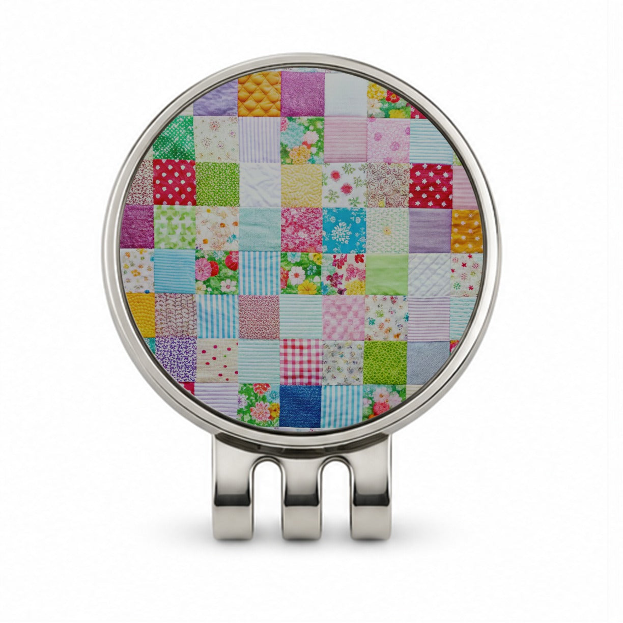 Patchwork Quilt Colorful Golf Hat Clip with Ball Marker