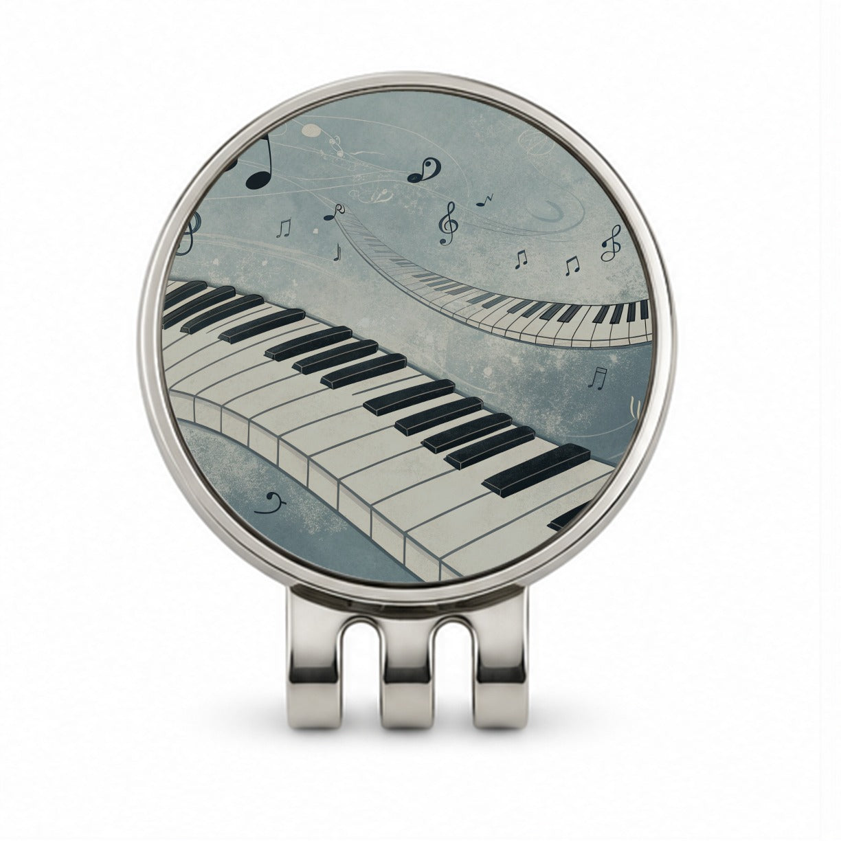 Piano Music Flowing Keys Golf Hat Clip with Ball Marker