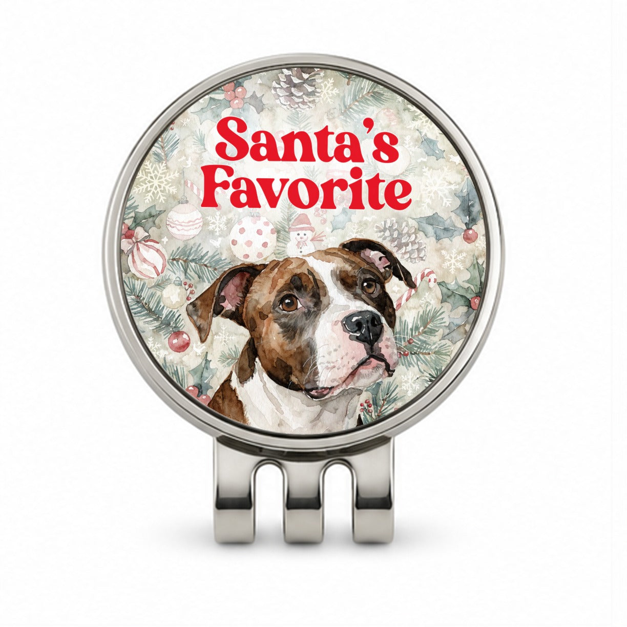 American Pit Bull Terrier Dog Christmas Santa's Favorite Golf Hat Clip with Ball Marker