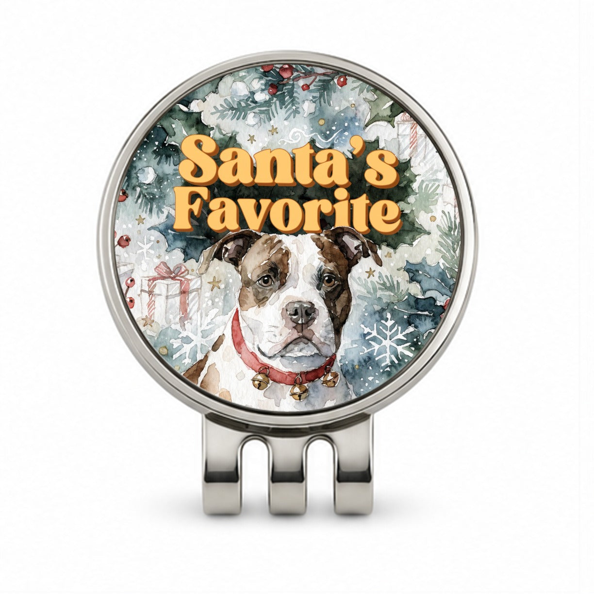 American Staffordshire Terrier Christmas Santa's Favorite Golf Hat Clip with Ball Marker