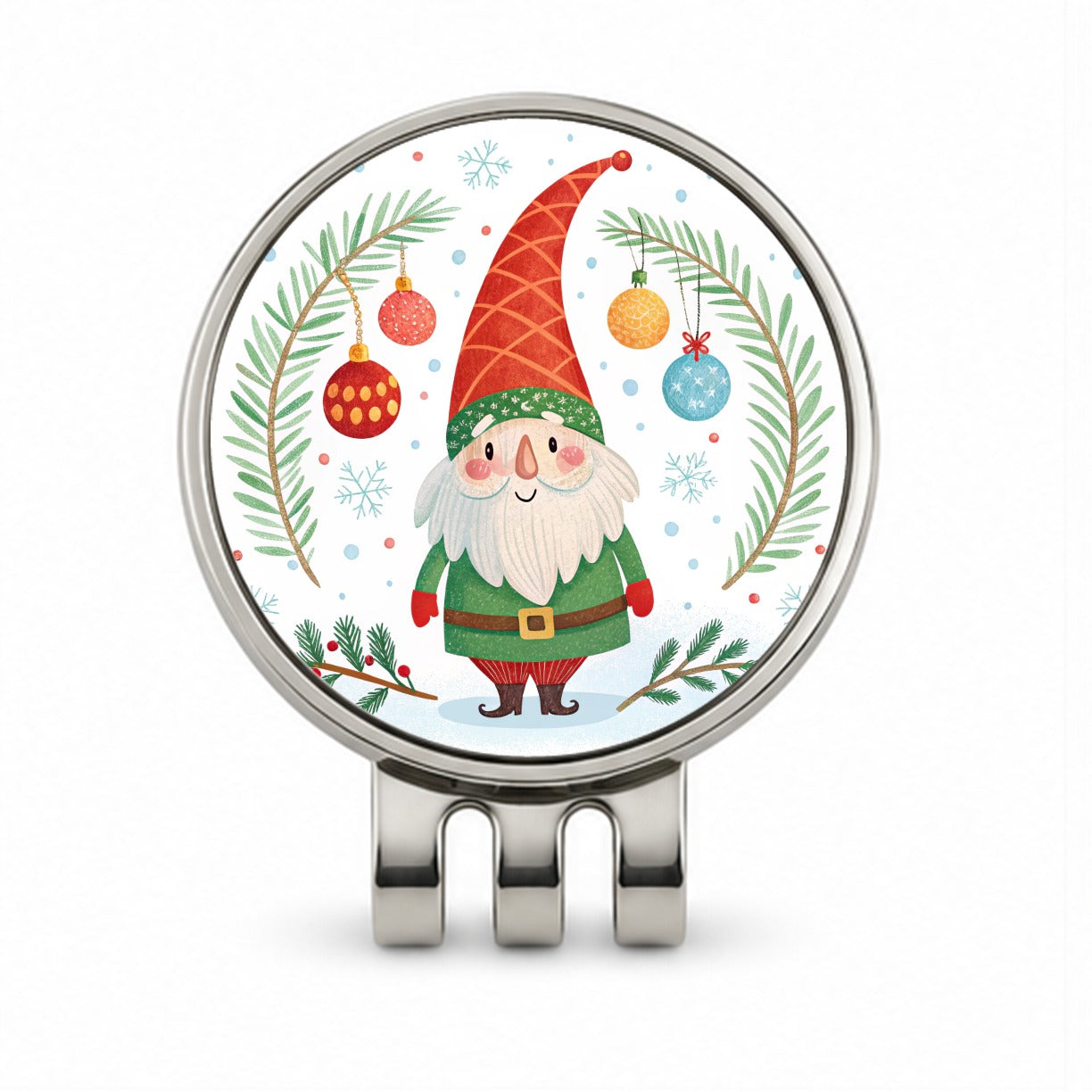 Christmas Gnome Red Green Golf Hat Clip with Ball Marker