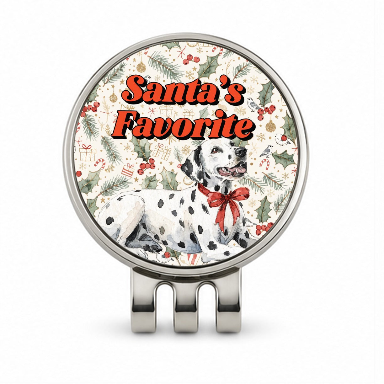 Dalmatian Dog Christmas Santa's Favorite Golf Hat Clip with Ball Marker
