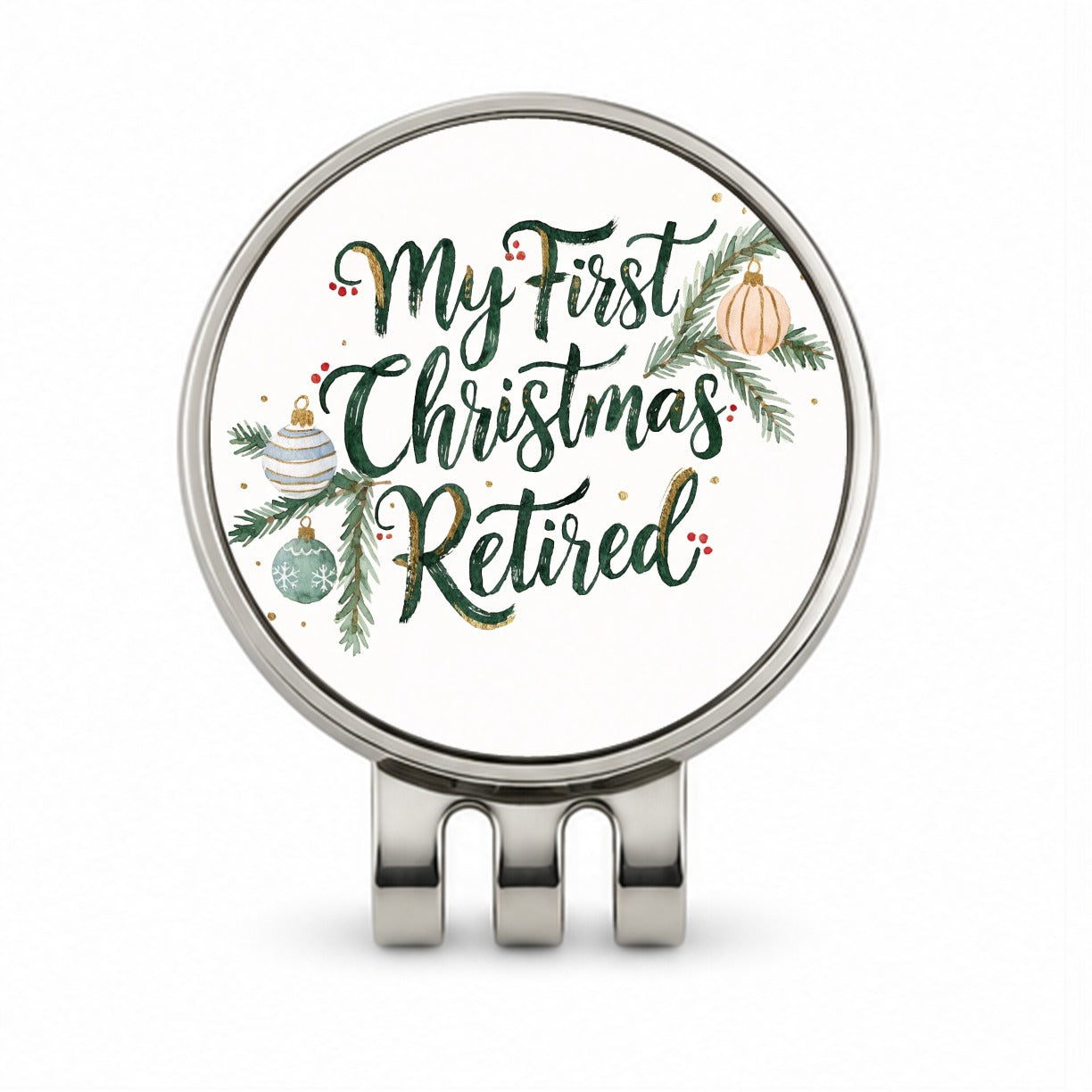 First Christmas Retired Script Golf Hat Clip with Ball Marker