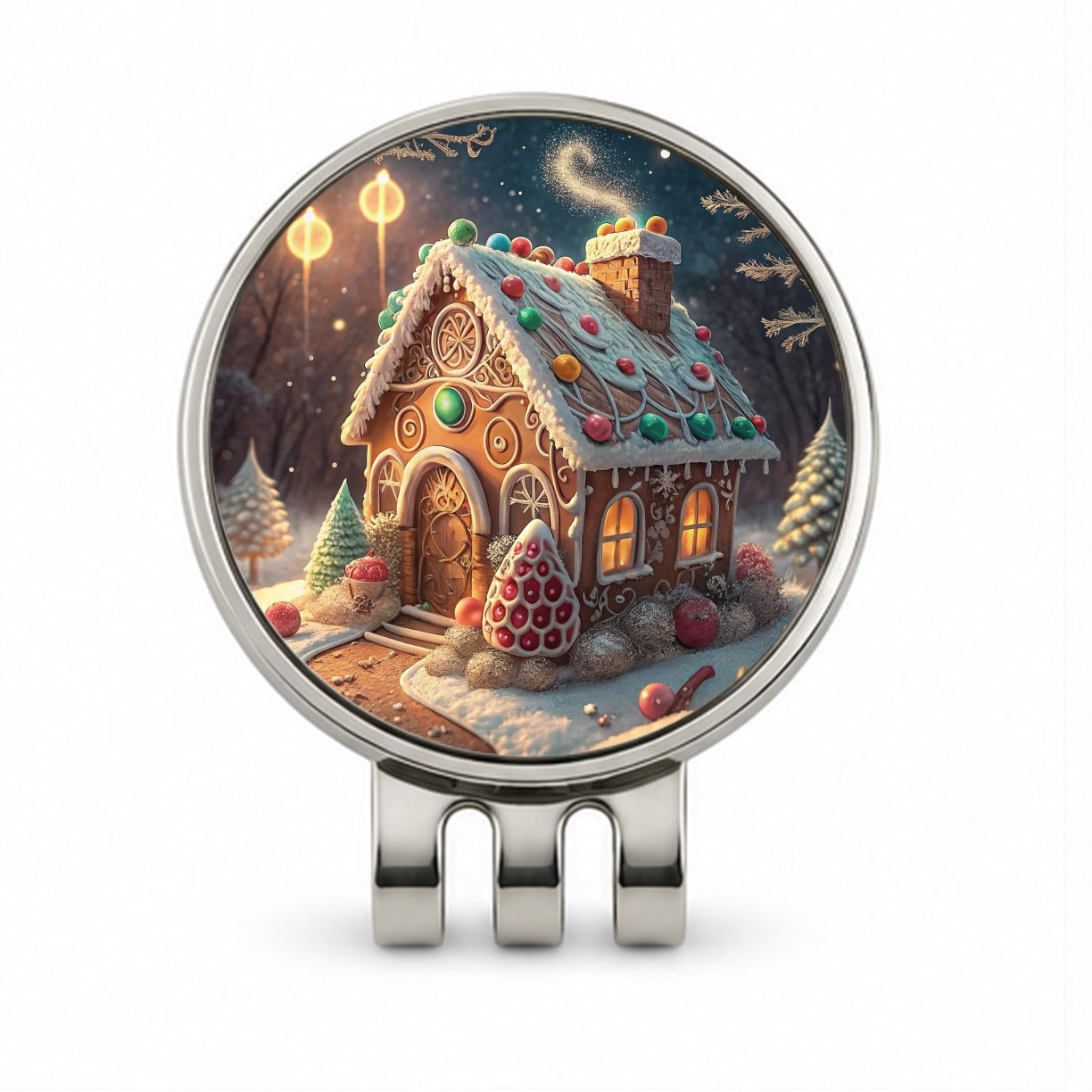 Gingerbread House Christmas Fancy Golf Hat Clip with Ball Marker