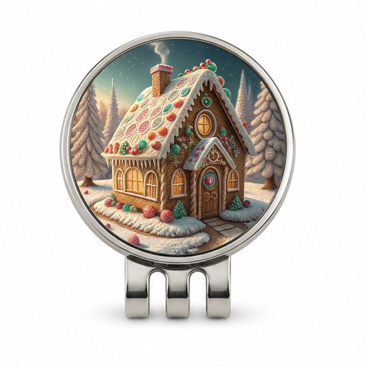 Gingerbread House Christmas Golf Hat Clip with Ball Marker