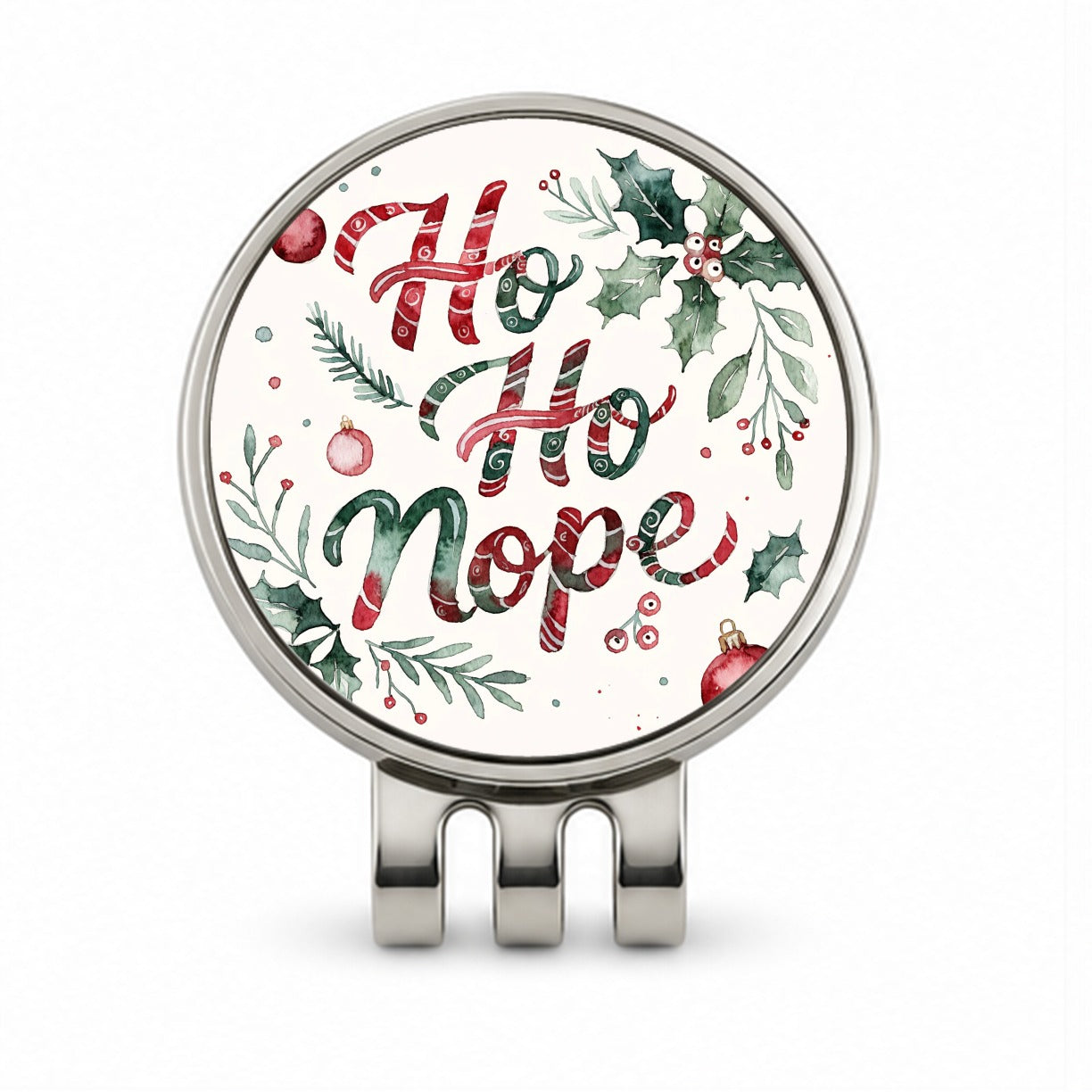 Ho Ho Nope Christmas Funny Red Green Golf Hat Clip with Ball Marker