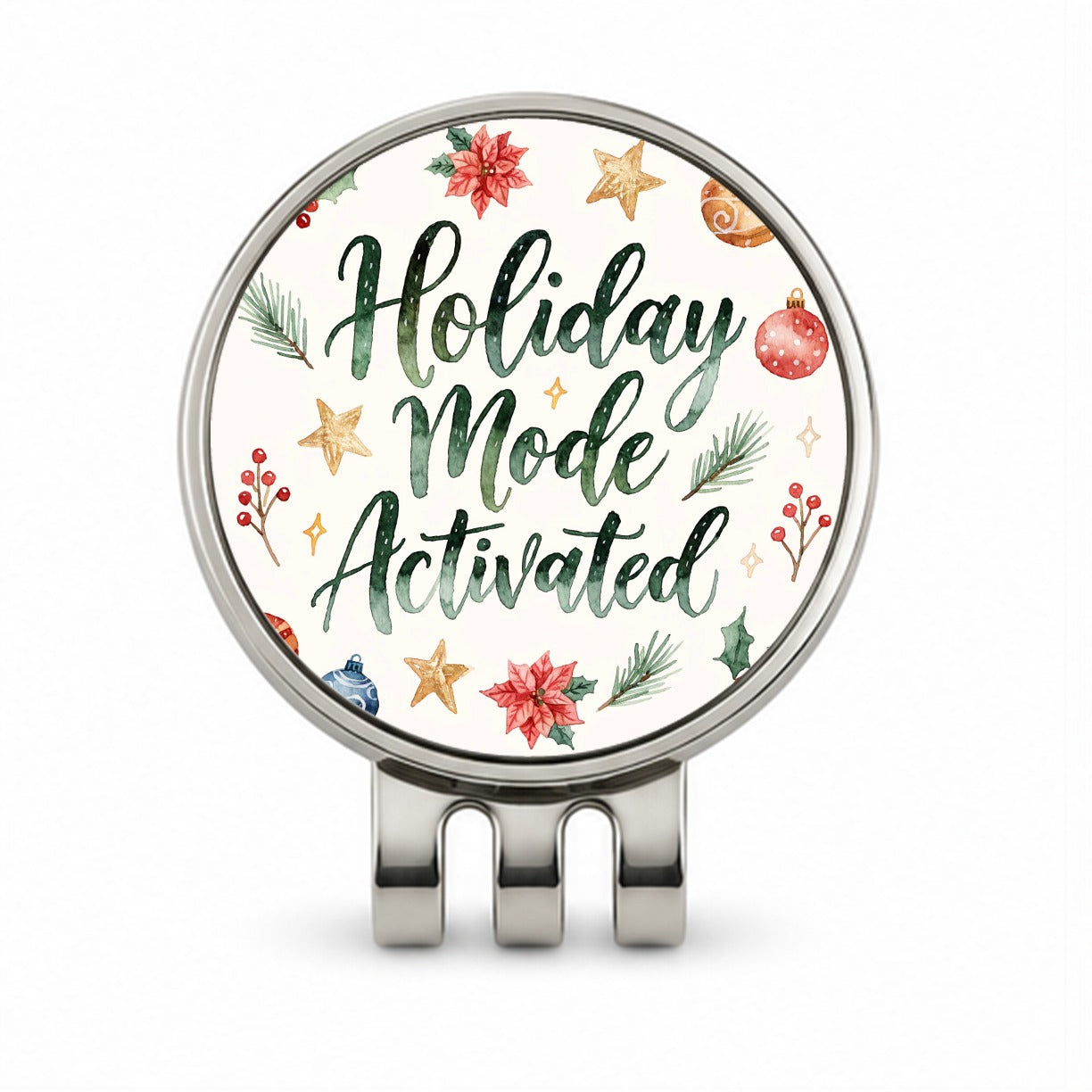 Holiday Mode Activated Christmas Funny Script Golf Hat Clip with Ball Marker