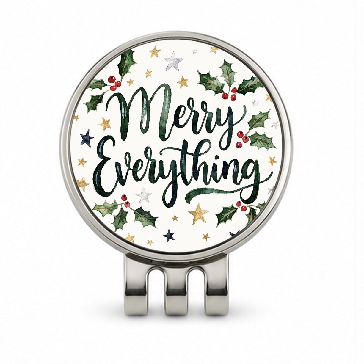 Merry Everything Christmas Green Golf Hat Clip with Ball Marker