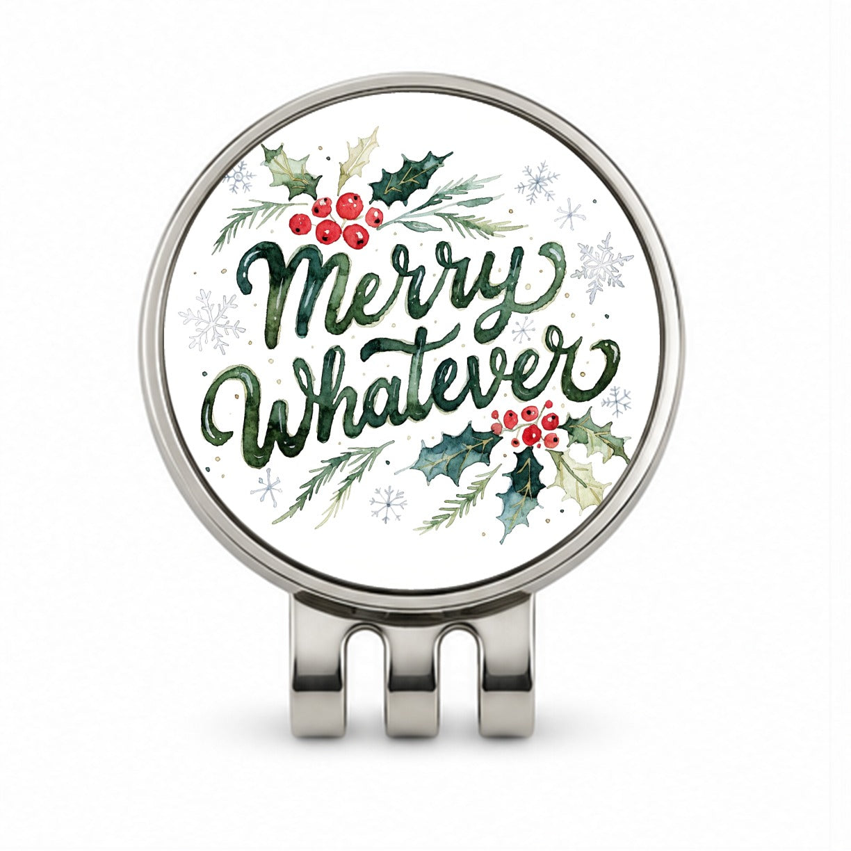 Merry Whatever Christmas Funny Green Golf Hat Clip with Ball Marker