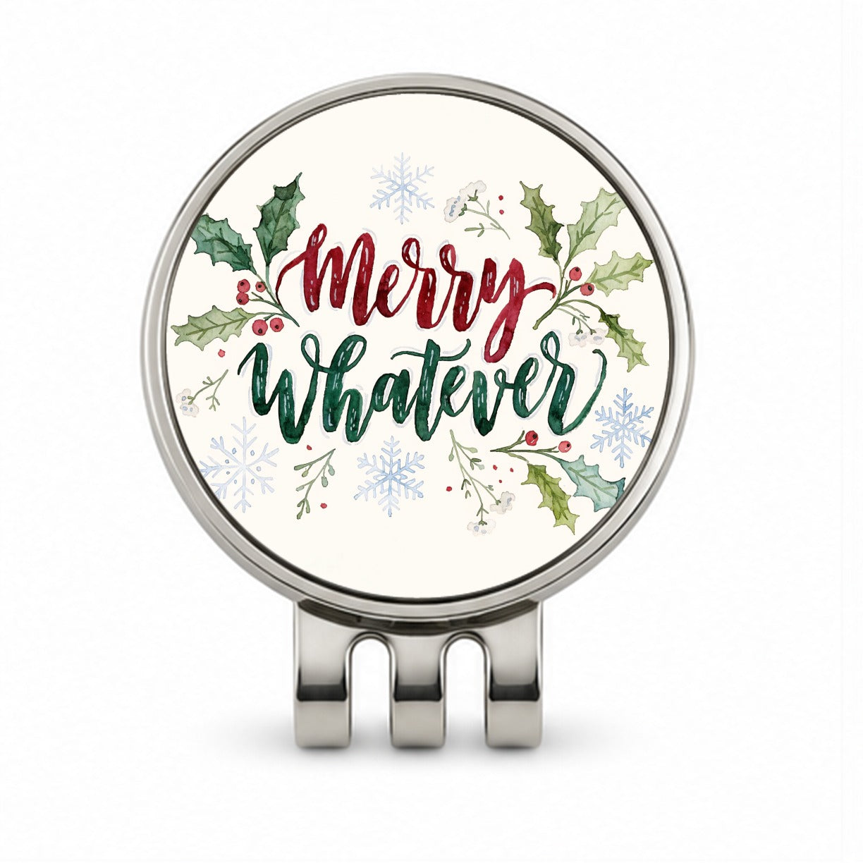 Merry Whatever Christmas Funny Golf Hat Clip with Ball Marker