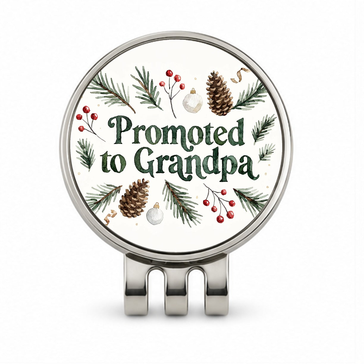 Promoted To Grandpa Christmas Golf Hat Clip with Ball Marker