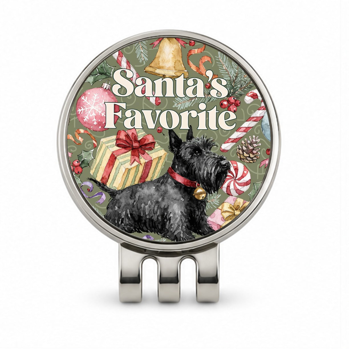 Scottish Terrier Dog Christmas Santa's Favorite Golf Hat Clip with Ball Marker