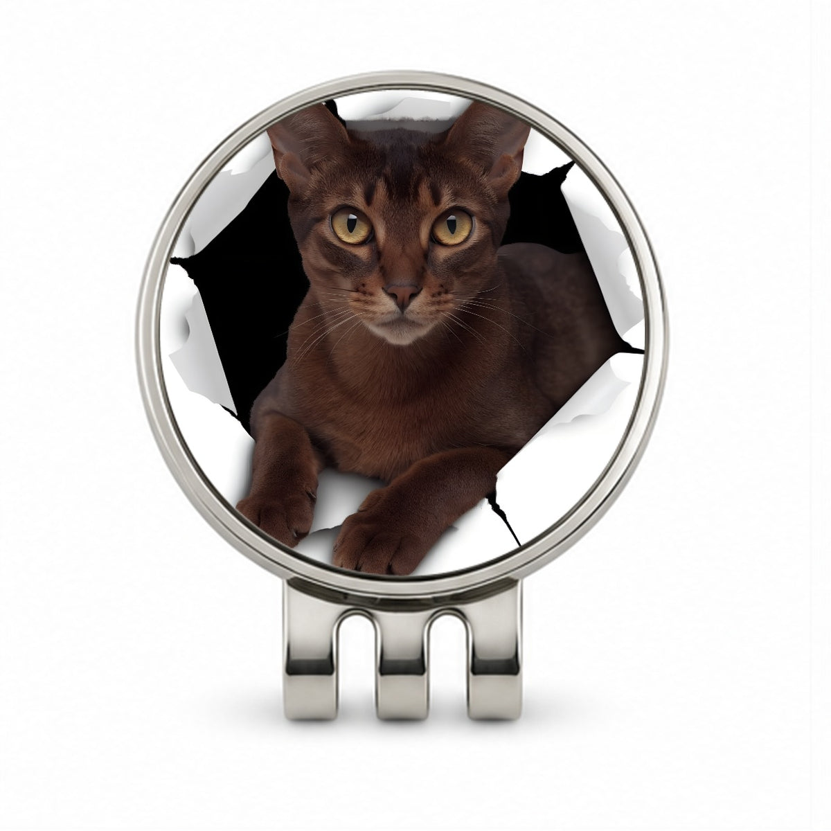 Abyssinian Cat Breakout Golf Hat Clip with Ball Marker