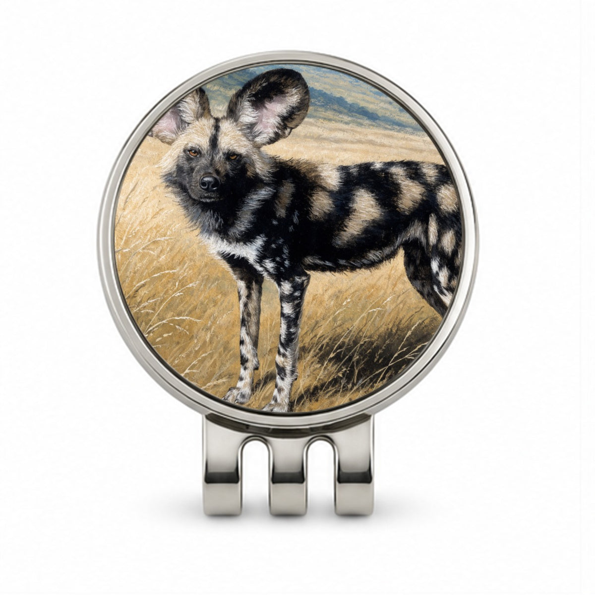 African Wild Dog Golf Hat Clip with Ball Marker