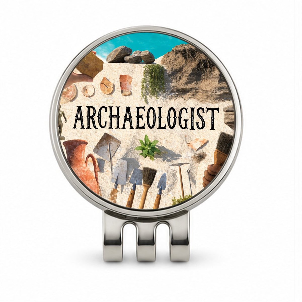 Archaeologist Golf Hat Clip with Ball Marker