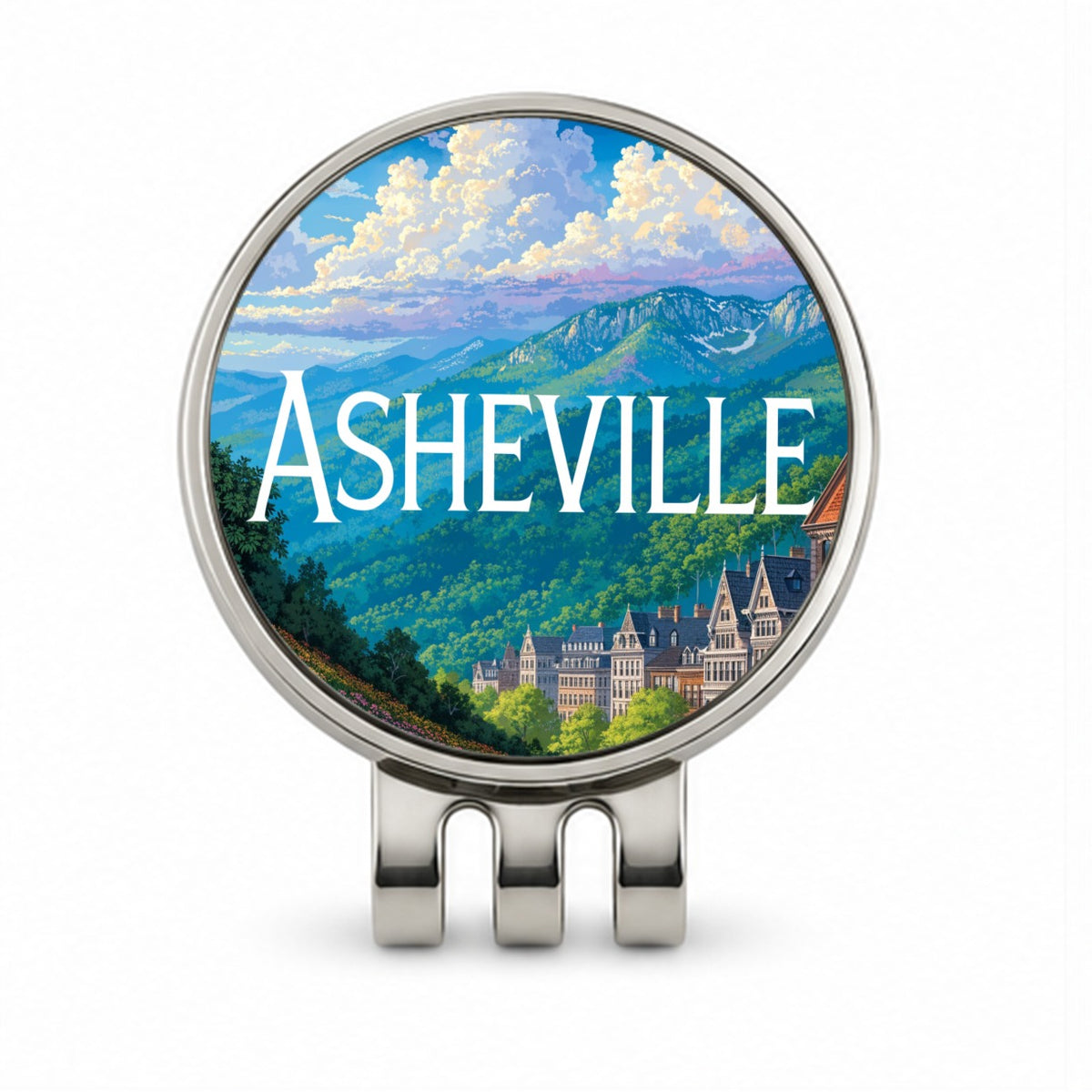 Asheville North Carolina Travel Golf Hat Clip with Ball Marker