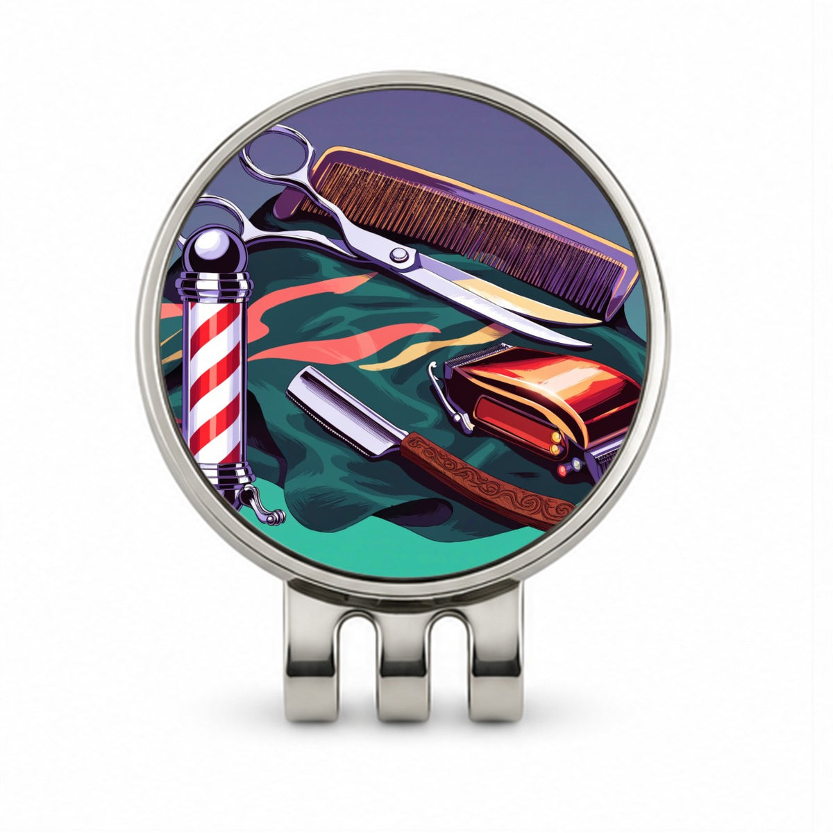 Barber Barbershop Tools Golf Hat Clip with Ball Marker