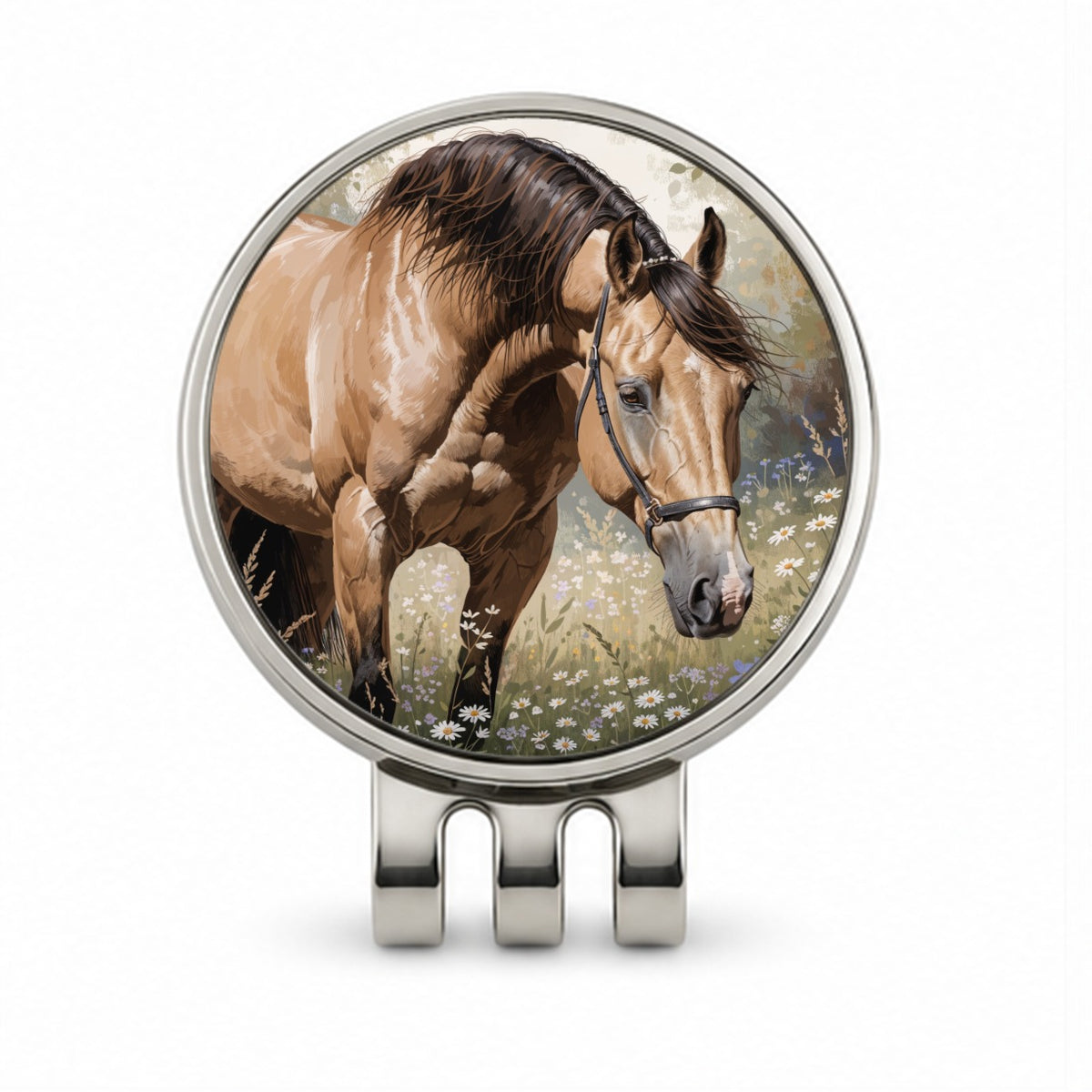Beautiful Horse Wildflowers Golf Hat Clip with Ball Marker