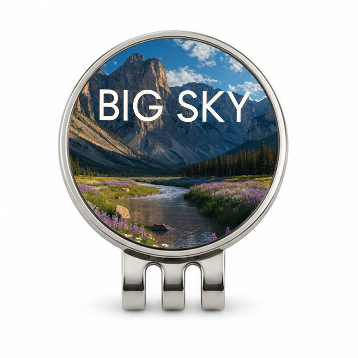 Big Sky Montana Travel Mountains Golf Hat Clip with Ball Marker