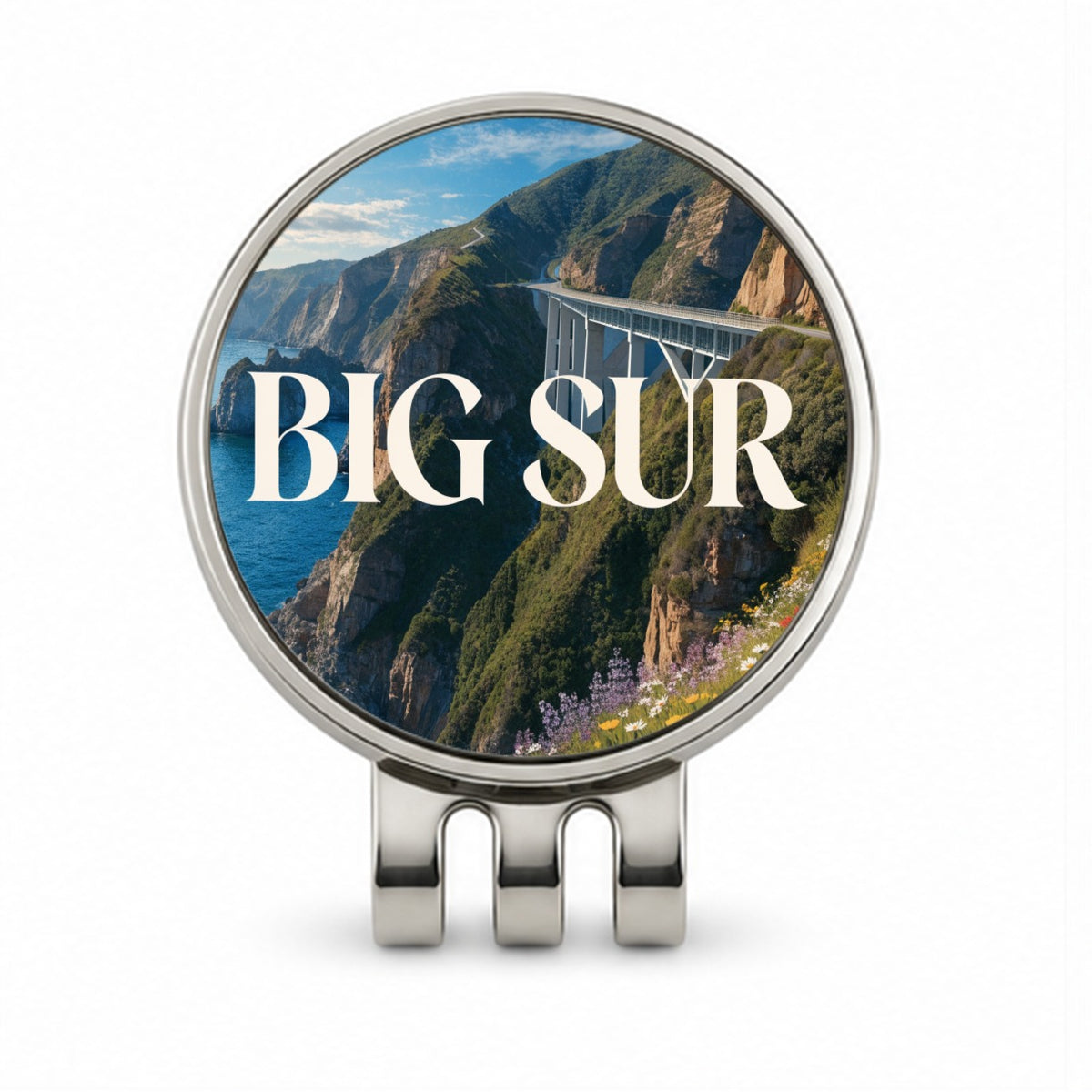 Big Sur California Travel Golf Hat Clip with Ball Marker