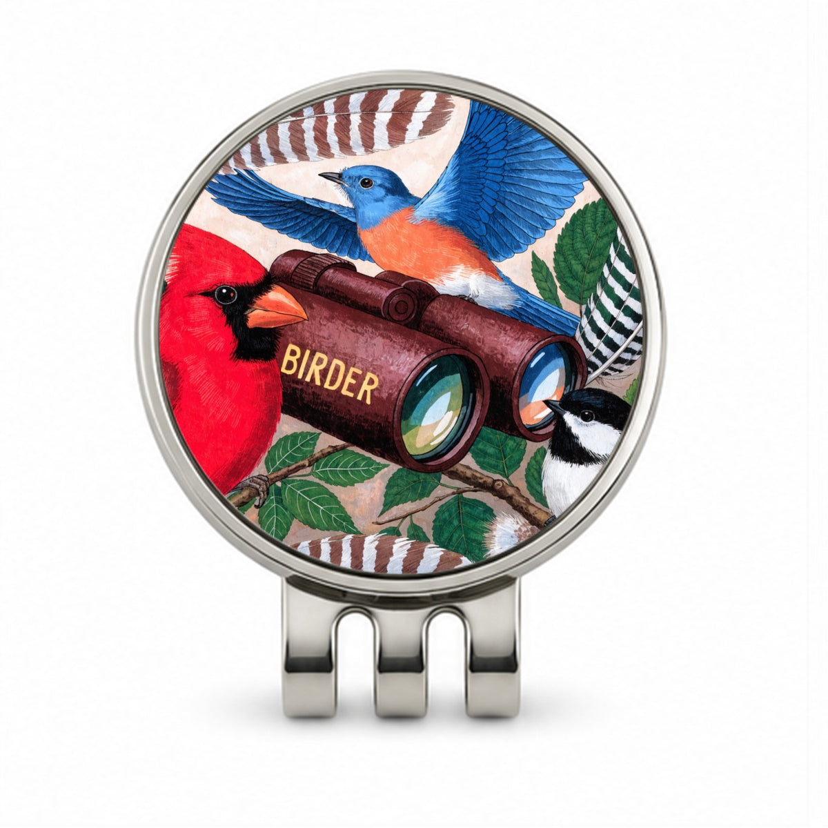Birder Bird Lover Binoculars Golf Hat Clip with Ball Marker