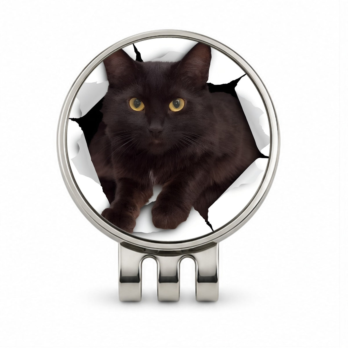 Black Cat Breakout Golf Hat Clip with Ball Marker
