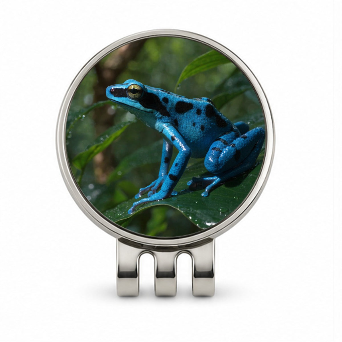 Blue Poison Dart Frog Golf Hat Clip with Ball Marker