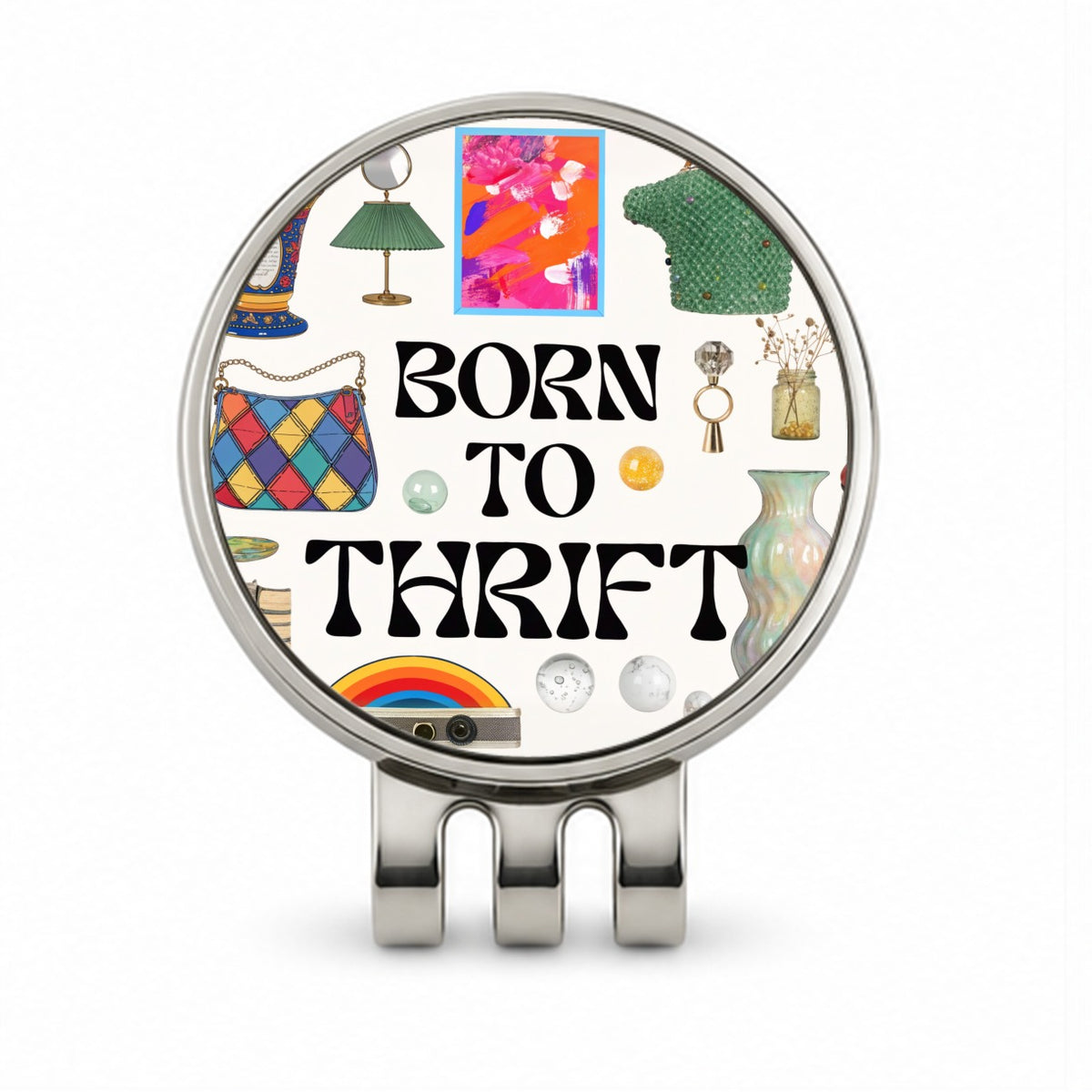 Born To Thrift Thrifting Golf Hat Clip with Ball Marker