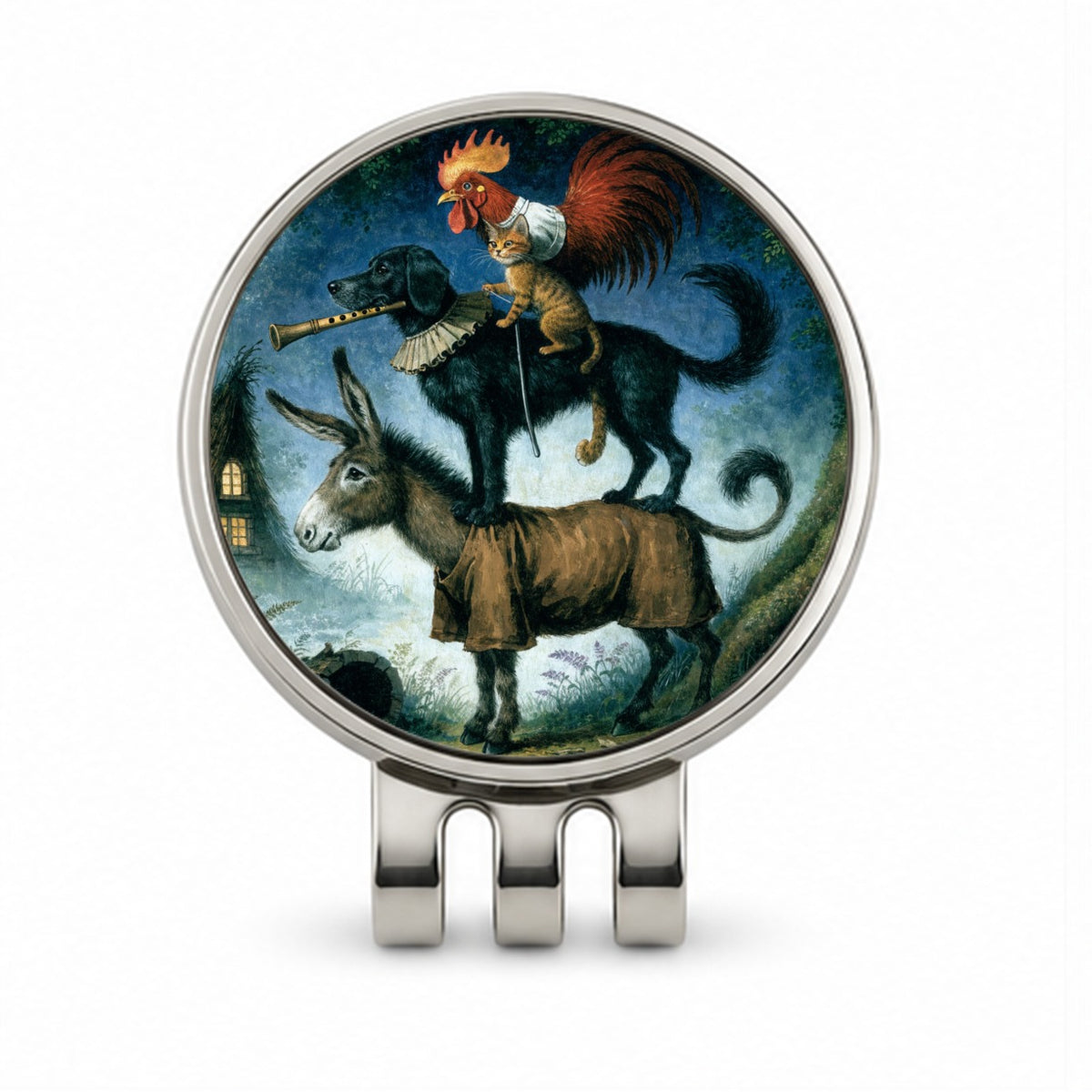 Bremen Town Musicians Golf Hat Clip with Ball Marker