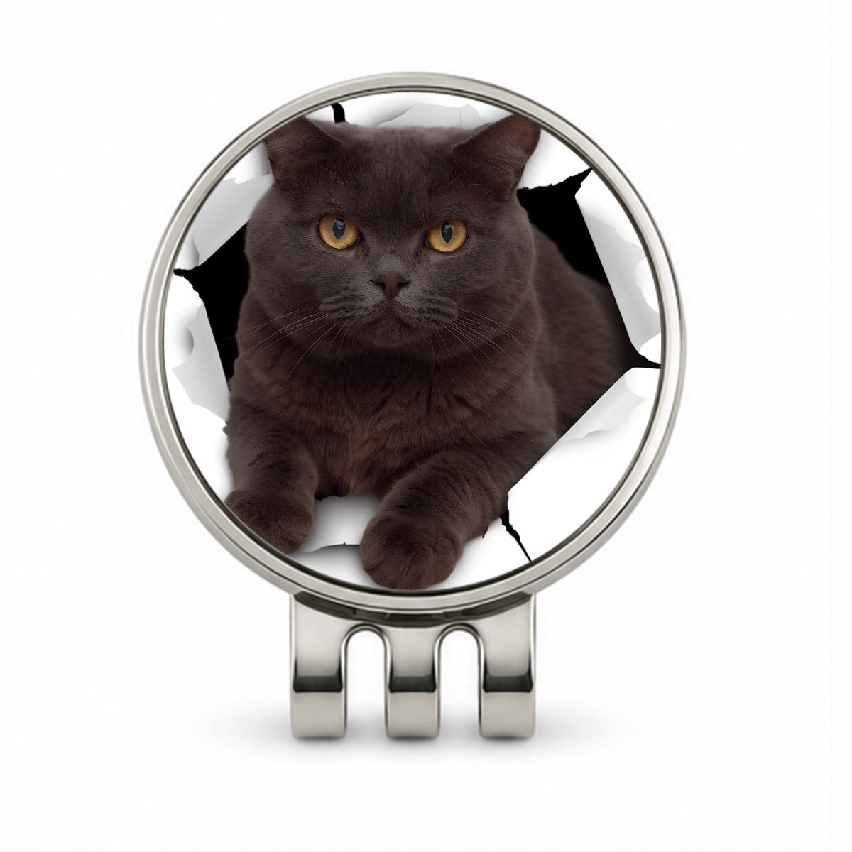 British Shorthair Cat Breakout Golf Hat Clip with Ball Marker