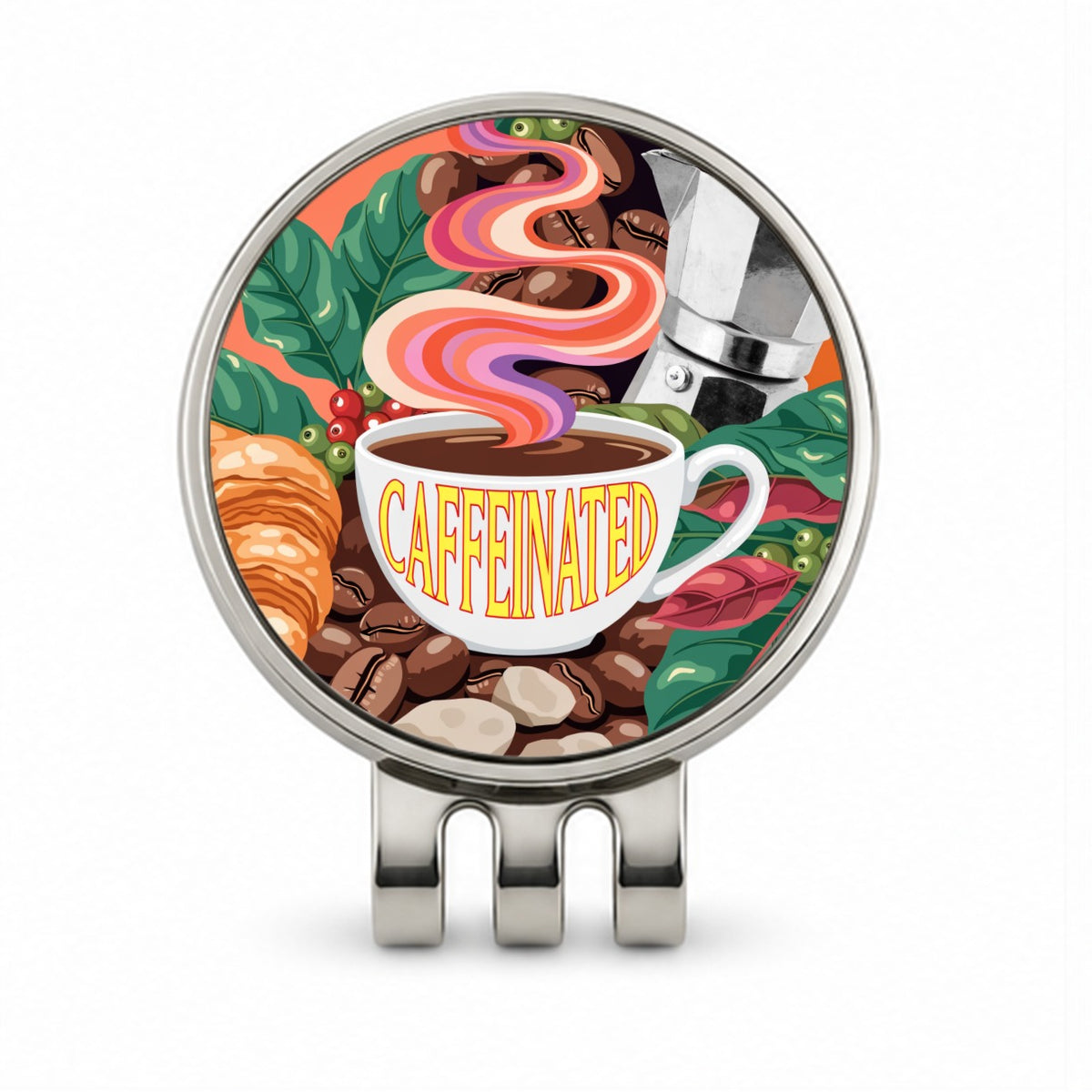 Caffeinated Coffee Cup Lover Fun Golf Hat Clip with Ball Marker