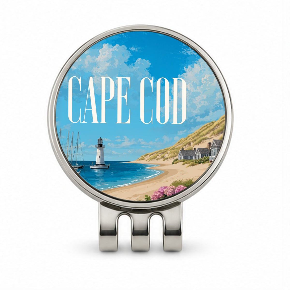 Cape Cod Massachusetts Travel Golf Hat Clip with Ball Marker