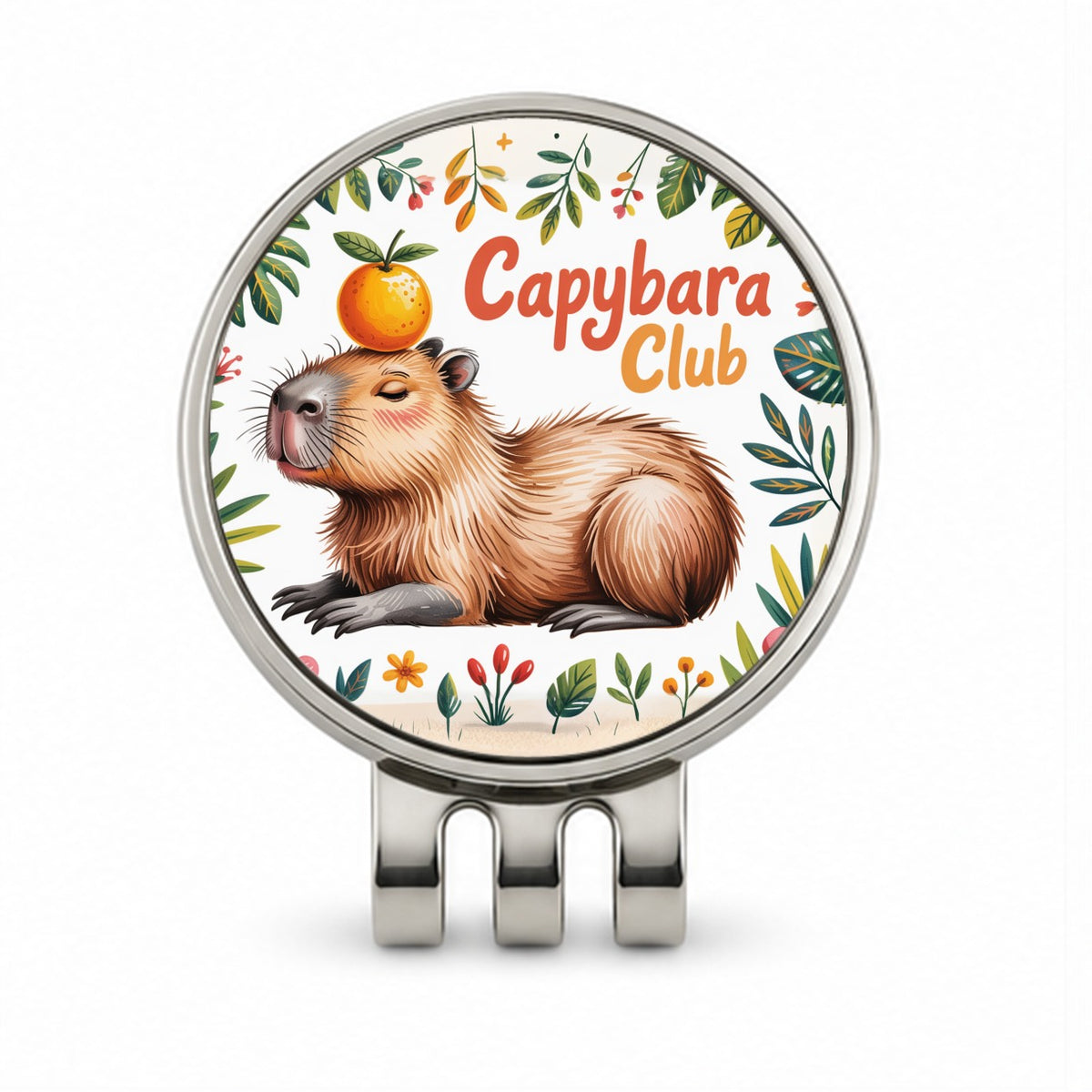 Capybara Club Whimsical Golf Hat Clip with Ball Marker